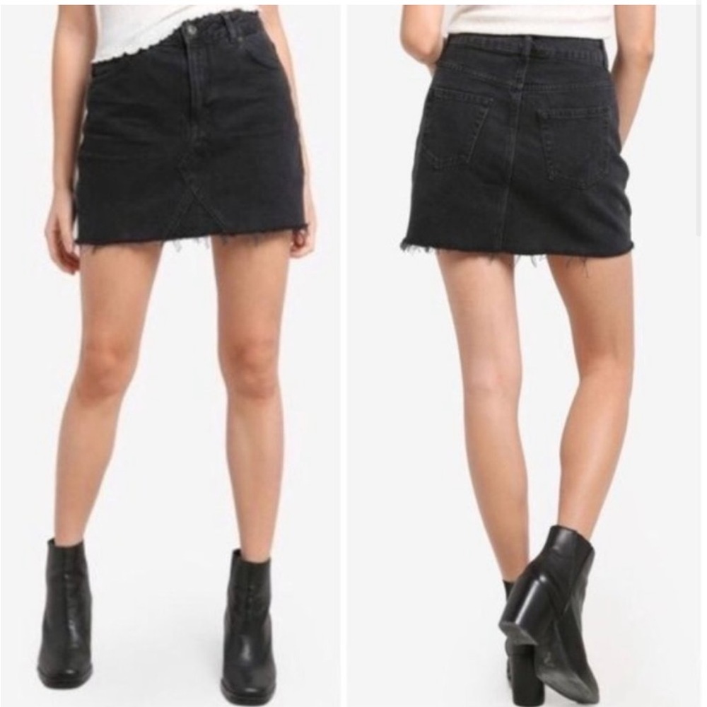 Topshop Moto Raw Hem Denim Skirt - Picture 2 of 7